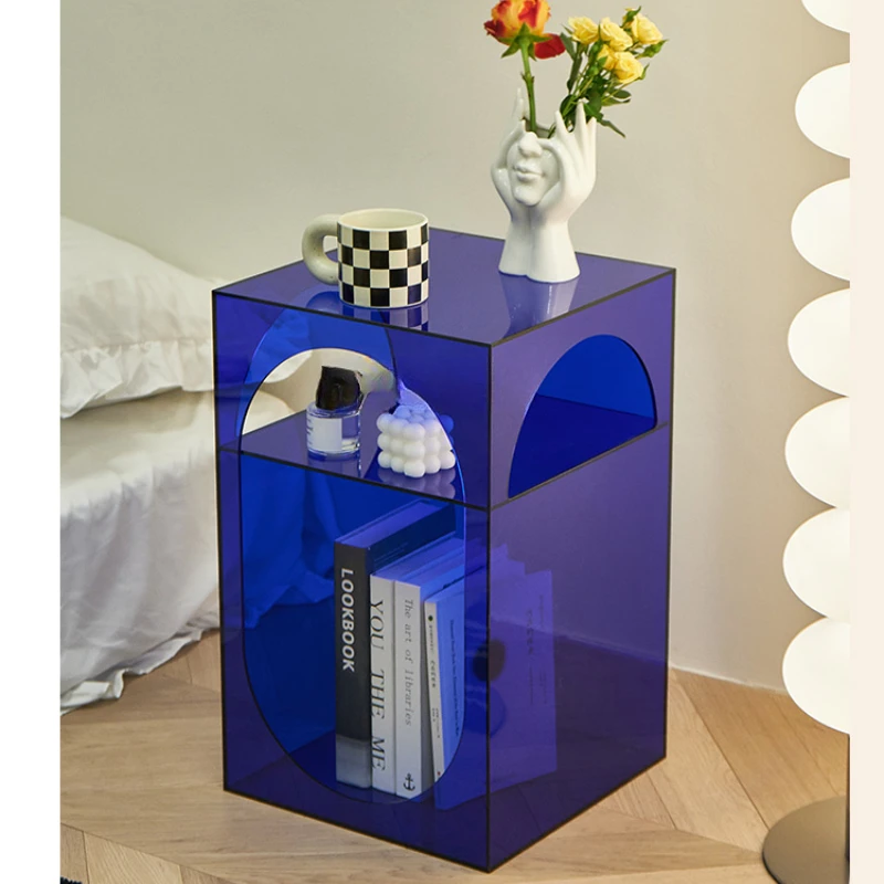 

yj Acrylic Storage Side Table Small Apartment Home Living Room Coffee Table Simple Sofa Storage Corner Table