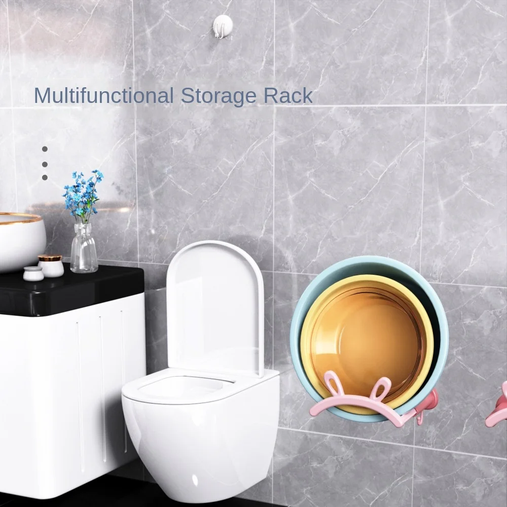 Convenient Rabbit Ear Shape Bathroom Bracket Punch-free Stretchable Washbasin Rack Saving Space Durable Washbasin Stand Bathroom