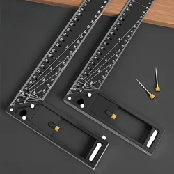 30cm/40cm Right Angle Ruler Stainless Steel Woodworking Multifunctional Quick Positioning and Thickening Angle Ruler Tools DIY
