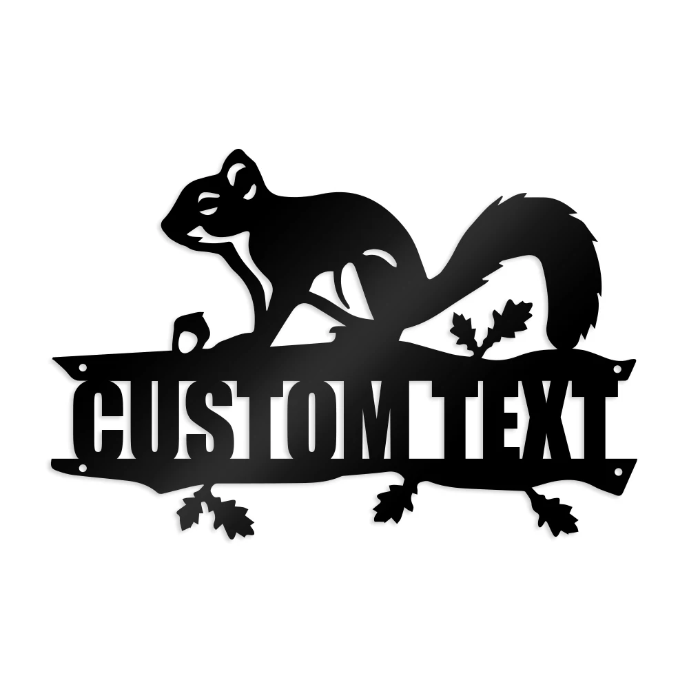 1pc Squirrel cartoon cute Customized Text Metal Wall Signs Metal Wall Plaque For Home Decor Living Room Bedroom