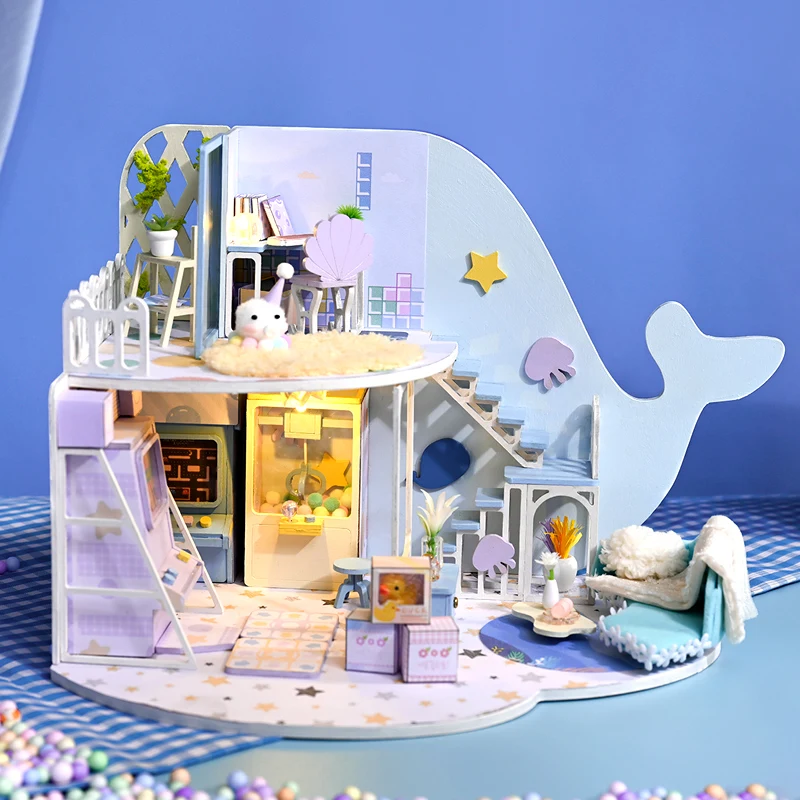 Diy Wooden Doll House Kit Miniature With Furniture Led Light Casa Room Model Dollhouse Toys For Grown-up Children Birthday Gift