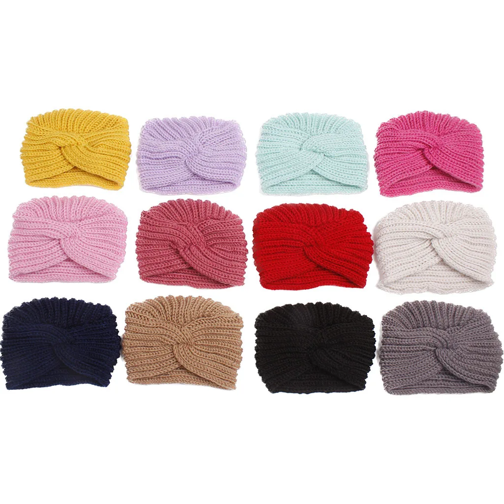 Knitted Newborn Beanie Baby Turban Hats for Girls Boys Autumn Winter Toddler Cap Kids Headwrap Infant Accessories 0-18M