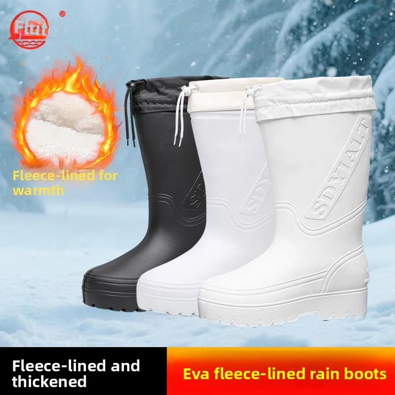 

Новинка 2023 года, противоскользящие резиновые сапоги, уличные хлопковые ботинки, водонепроницаемая кухонная рабочая обувь, зимняя теплая удобная хлопковая обувь с высоким берцем