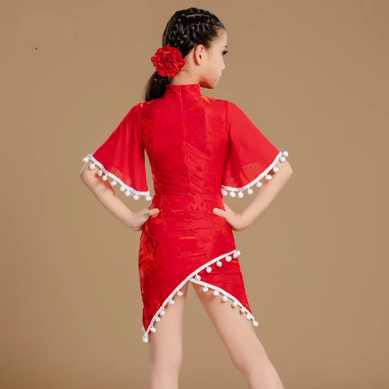 النمط الصيني الجديد النمط الصيني تحسين زي الرقص اللاتيني شيونغسام، الجسم الانقسام الإناث الأطفال الصيف التخسيس والنحيف