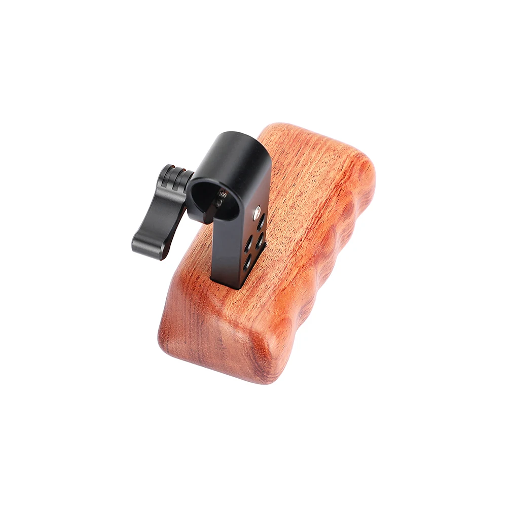 KIMRIG mango de varilla de empuñadura de madera Universal con abrazadera de varilla de 15mm para Kit de jaula de cámara Dslr, jaula de Monitor, accesorio de estudio fotográfico