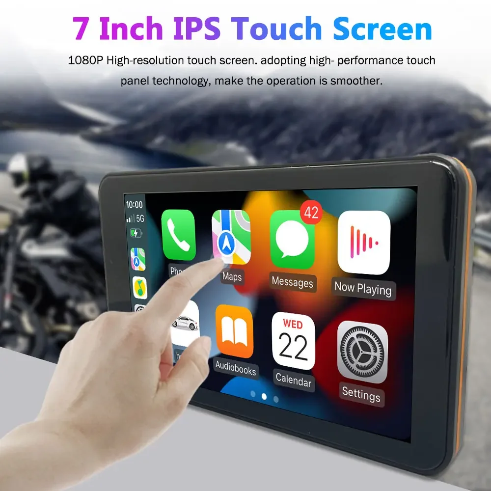 7 Inch Motorcycle GPS Navigator Wireless CarPlay Android Auto with Front And Rear Recorder  GPS Screen Carplay Motor