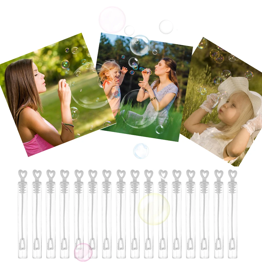 60 pièces bouteille d'eau jouet nouveauté amour coeur baguette Tube bébé douche faveurs rempli bulles Tubes accessoire de fête cadeaux