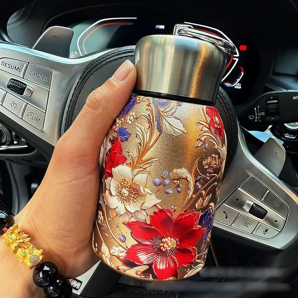 300ML Stainless Steel Vacuum Flask with Lifting Ring Double-layer Vacuum Water Bottle Thermos Cup for Student