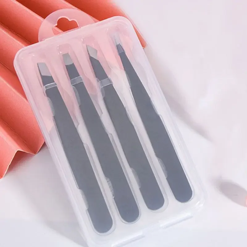 Pince à sourcils multifonction 1-4 pièces/ensemble, pince d'épilation inclinée en acier inoxydable pour Extension de cils, outil de maquillage