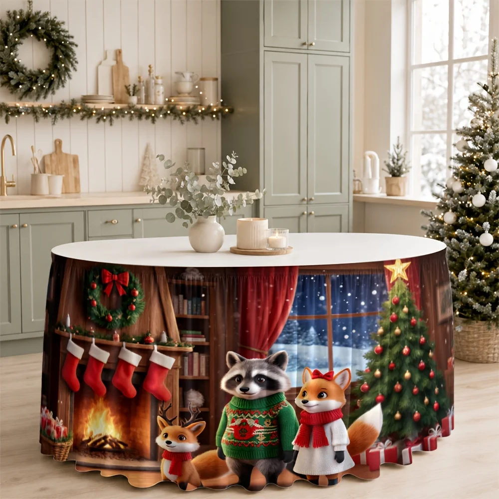 Table skirt / tableskirt: Warm Christmas forest animal festive atmosphere winter celebration