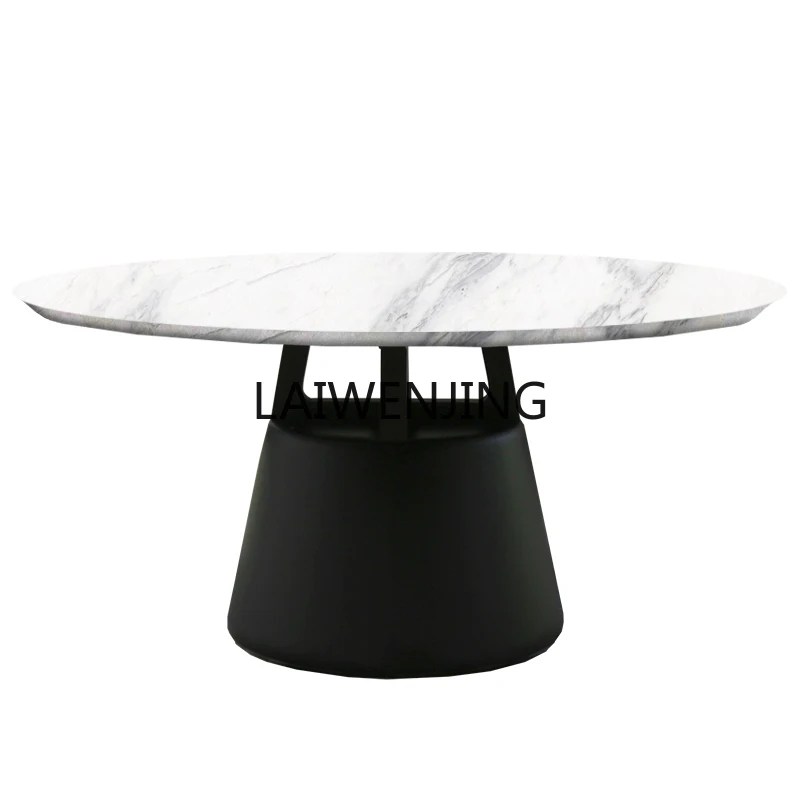 MJY round table natural marble Italian large rotating plate table solid wood furniture customization