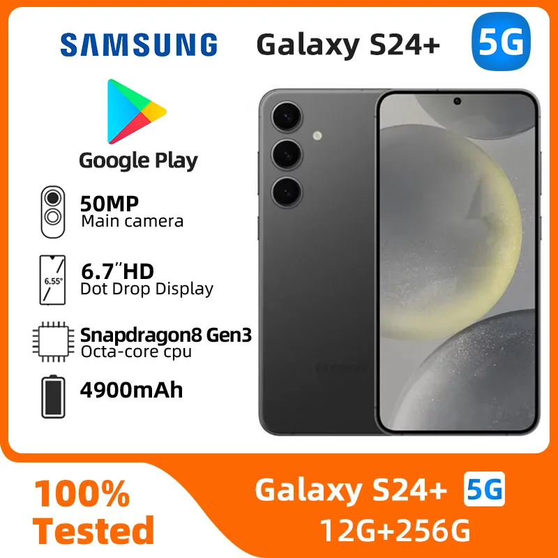 Samsung Galaxy S24+ 5G SmartPhone 12GB RAM 256GB ROM 6.7inch 4900mAh 50MP Cameras Android Used Phone