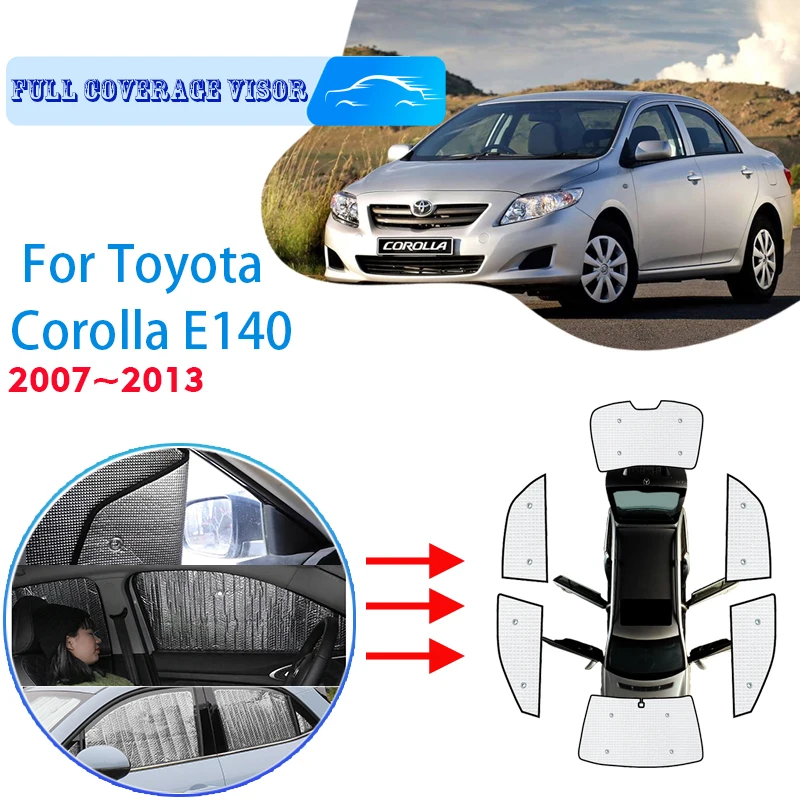 Car Full Coverages Sunshades For Toyota Corolla E140 2007~2013 2008 2009 Anti-UV Car Sunscreen Window Sunshade Cover Accessories