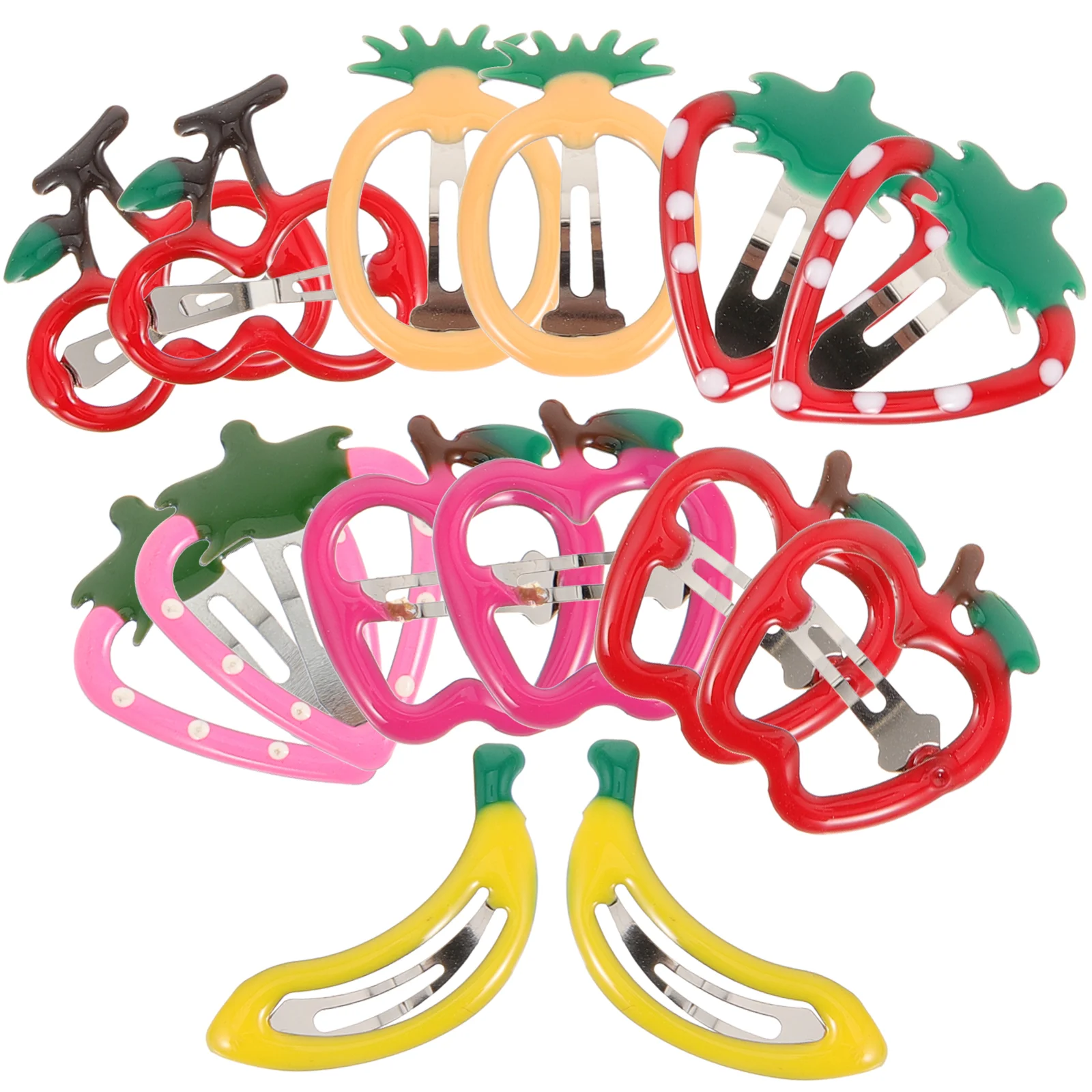 

14pcs Adorable Hair Clip Fruit Shaped Hair Pin Bobby Pin Hair Barrette for Kids Girls (Red + Pink + Banana + Yellow Pineapple