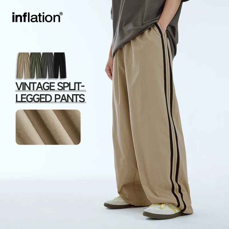 

INFLATION Retro Patchwork Pants Summer Trendy Casual Wide-Leg Pants Trousers for Men Sportswear