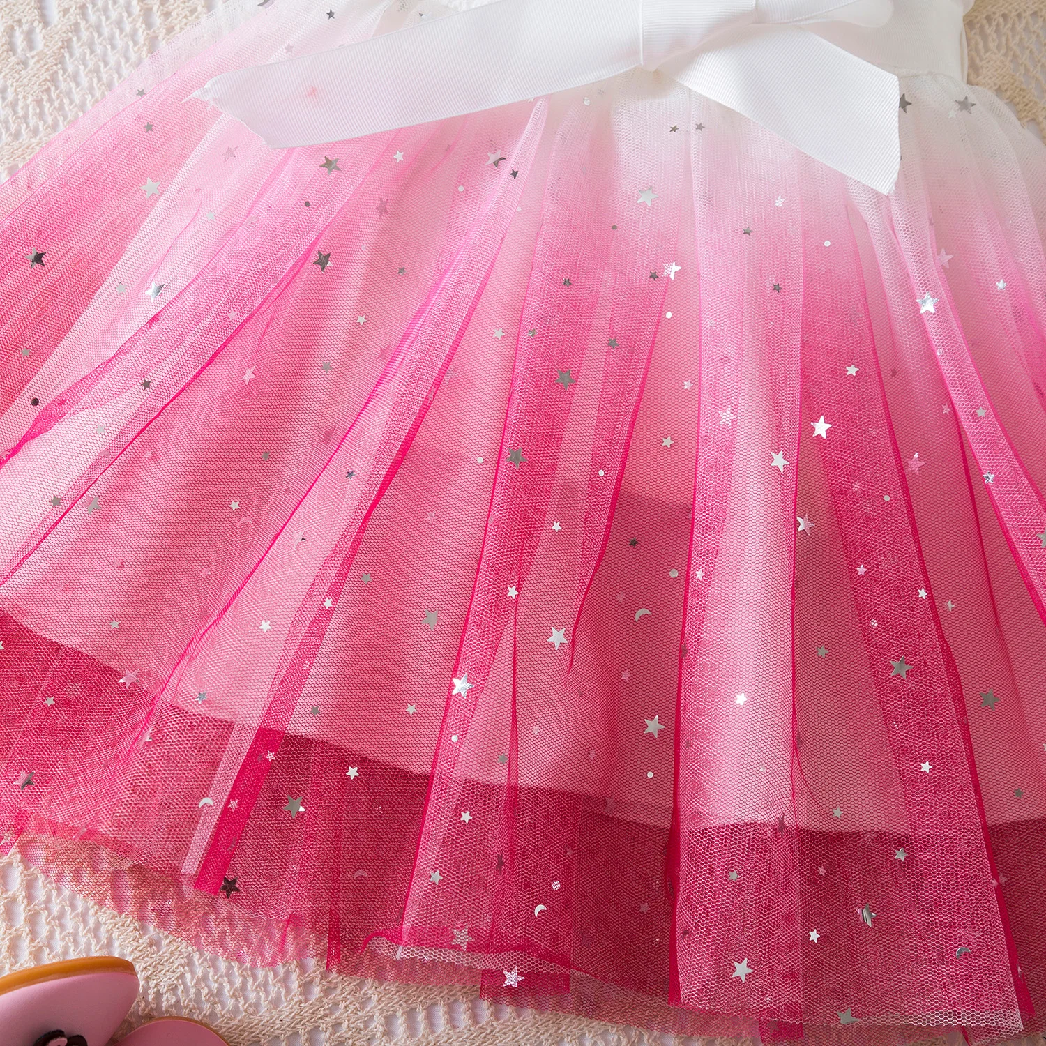 Kids Girls Dress for Starry Sky Gradient Princess Dress New Summer Sleeveless Fashion Gauze Dress 3-8Y Children\'s Birthday Party