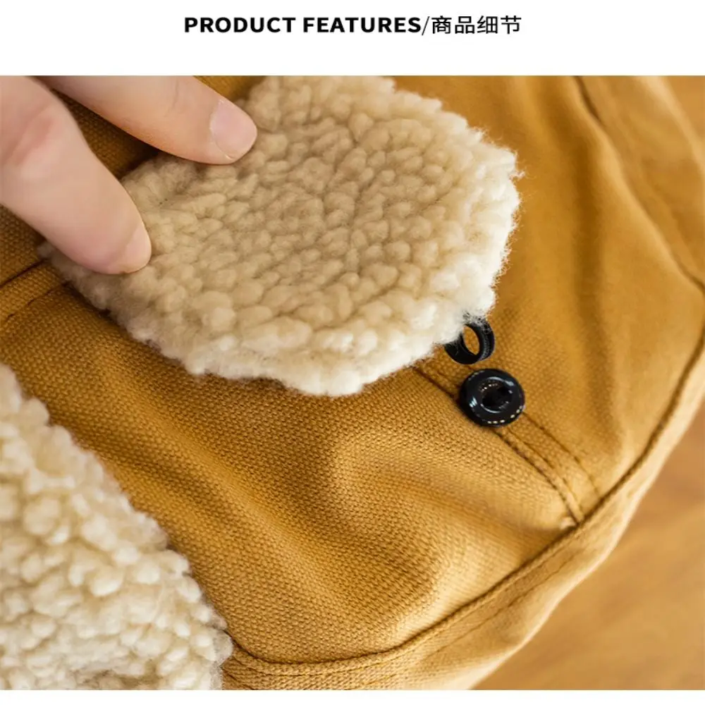 Fashion Winter Pilot Lei Feng Hat Thickened Cashmere Canvas Hat Windproof Eye Protection Skiing Hat
