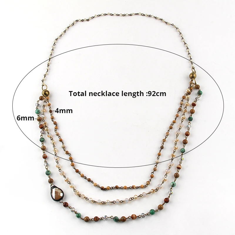 RH Fashion Bohemian Jewelres Accessory Brown /Blue/Beige Color 3 Layer Magnetic Necklace For Women Changleable Jewery