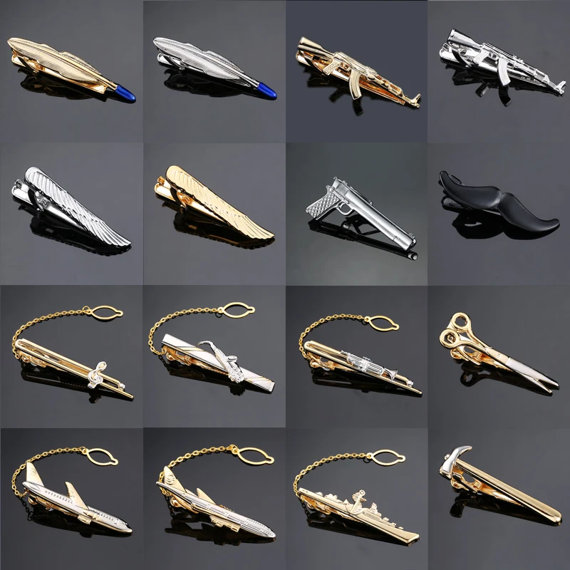 High quality men\'s women\'s tie clips aircraft ships machine guns model clips business suits shirts accessories jewelry wholesale