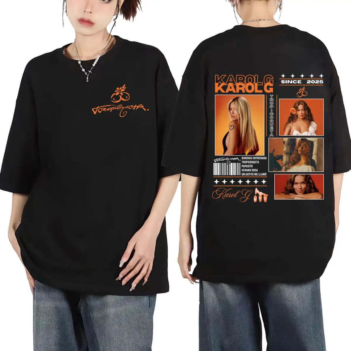 

Hot Sale Karol G Tropicoqueta 2025 New Album T-shirts Fashion Y2k Aesthetic T Shirt Men Women Casual Loose Short Sleeve T-shirt