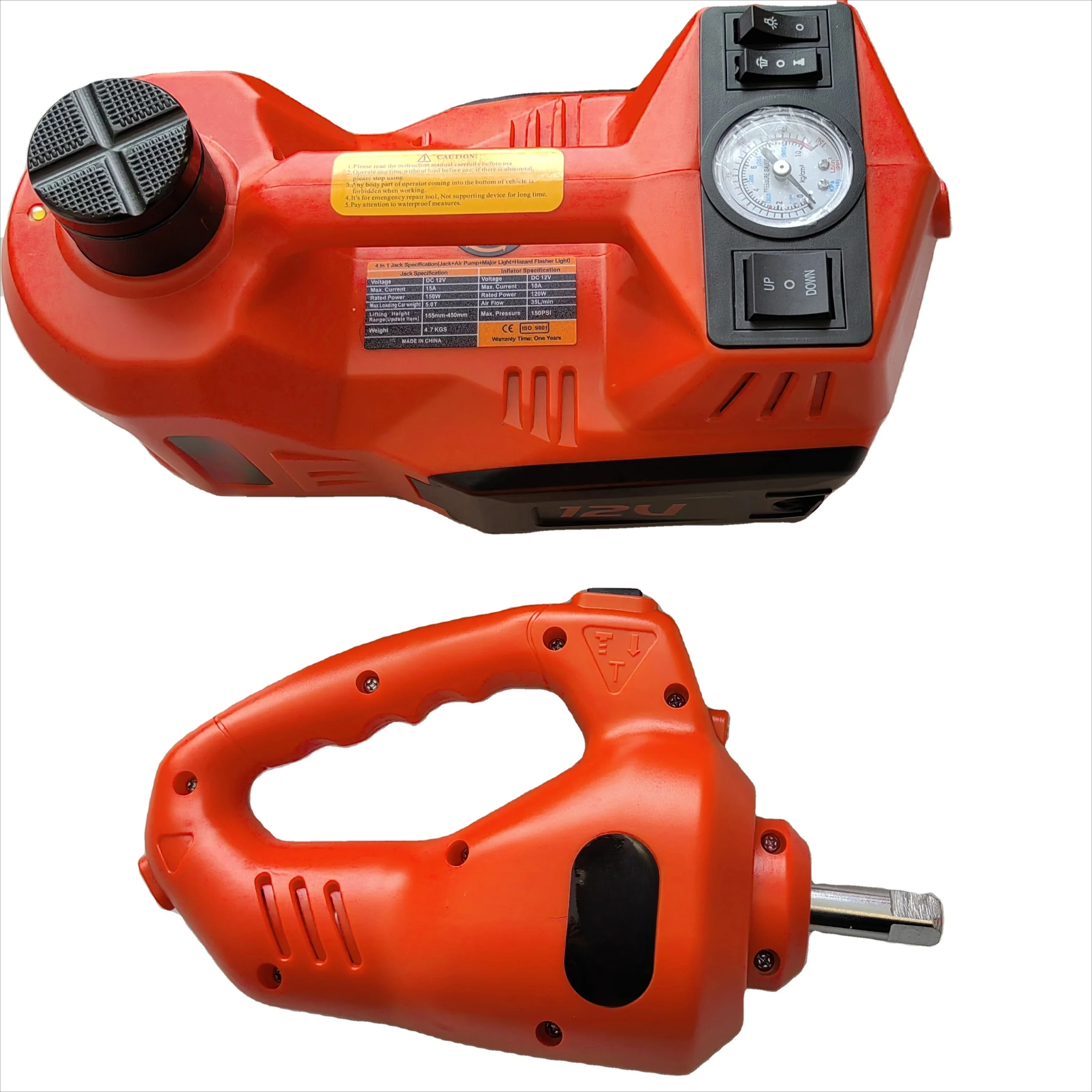 -aa New Steel Car Repair Kit From Includes 12V Electric Hydraulic Jack and Electric Impact Wrench
