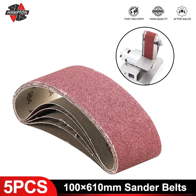 5Pcs Schurende Schuurbanden 100*610Mm Sander Riem 40-120 Grits Schuurpapier Schurende Bands Voor Hout zachte Metalen Polijsten Tool