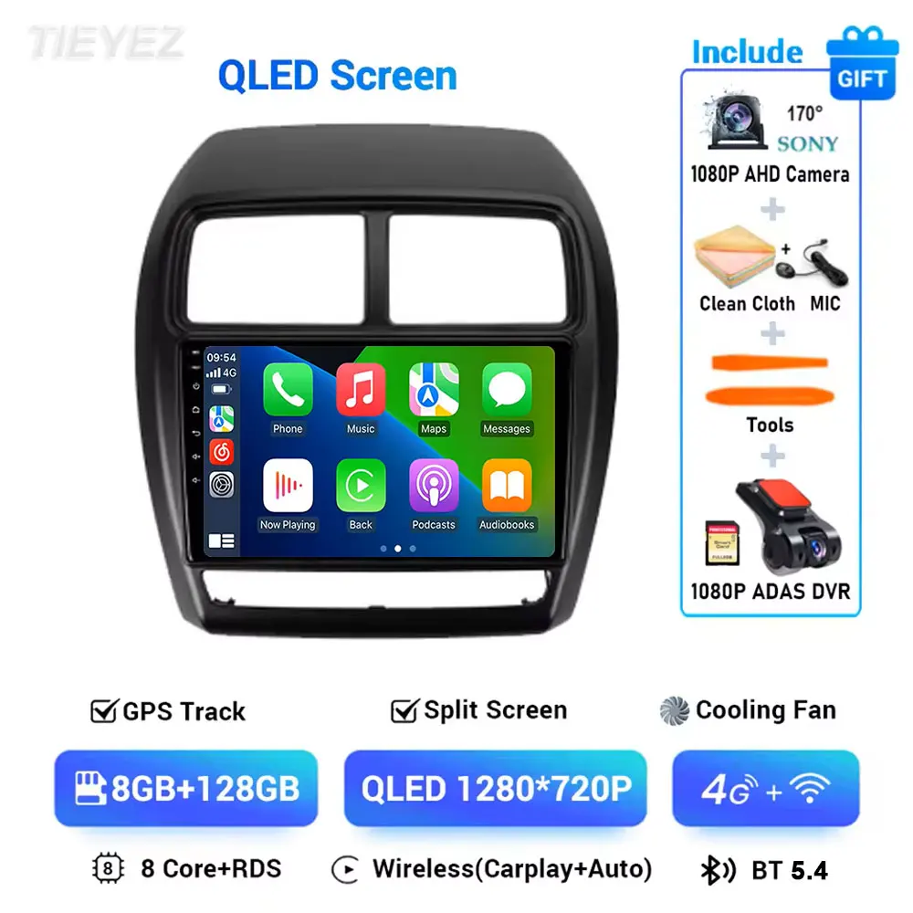 Voor Mitsubishi ASX 1 2016-2023 Android 15 Linksgestuurde Carplay Auto GPS Autoradio Navigatie Multimedia Video speler 4G BT
