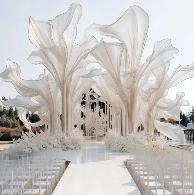 

Wedding Backdrop Luxury Road Leading White Big Standing Flowers Wedding Decoration Props