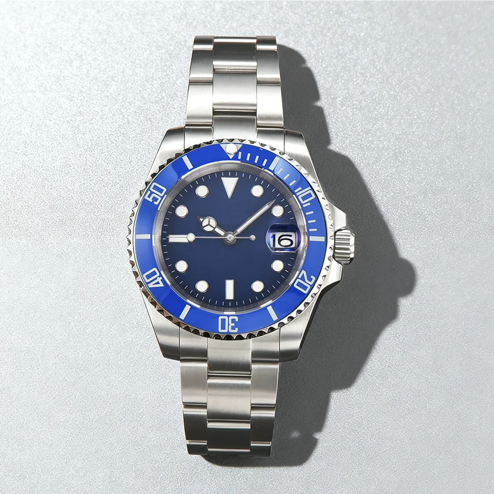 Custom Logo Watch For NH35 Automatic Mechanical  Watch Fit For SUB Sapphire Crystal Stainless Steel Rubber Strap Custom Watch