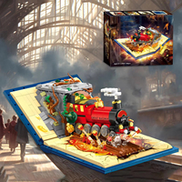 889PCS Magic Train Building Blocks Classic Train Scene MOC Model Bricks Set Desktop Decoration Kids DIY Toys Birthday Gifts