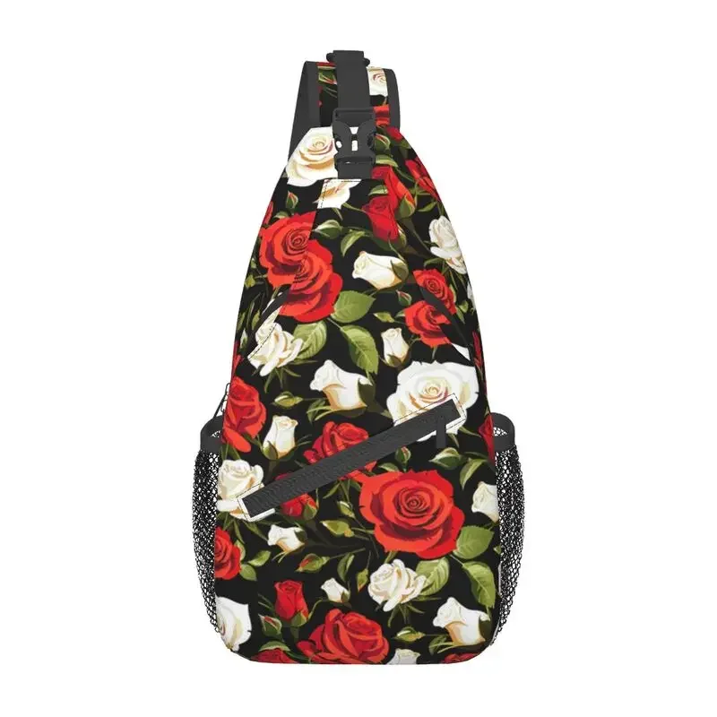 Beautiful Roses Pattern Sling Chest Bag Customized Floral Flower Shoulder Crossbody Backpack for Men Traveling Daypack