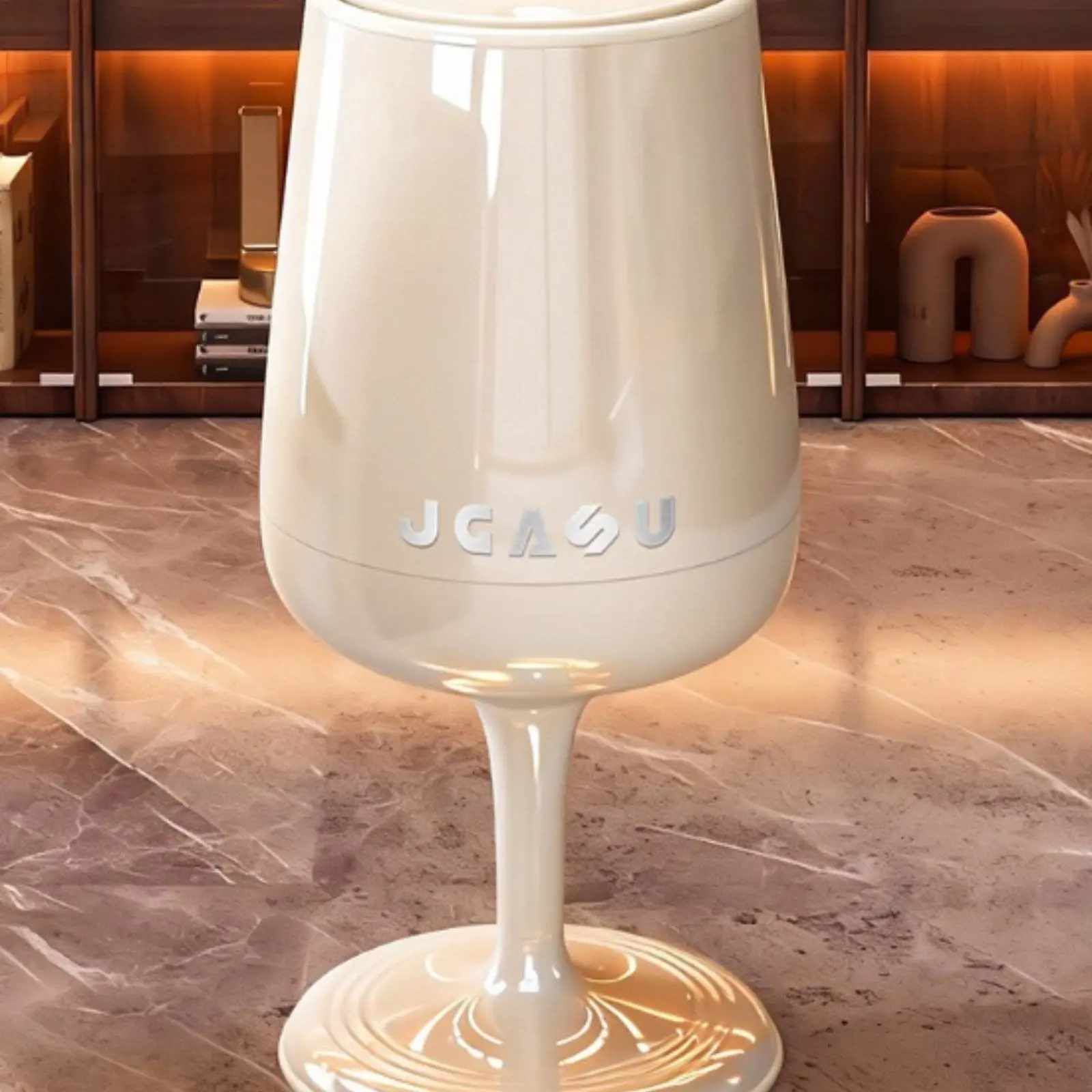 

Wine Glass Trash Can Large Capacity Compact Wastebasket Small Lidded Waste Bin Easy to Clean Household Storage Space-Saving