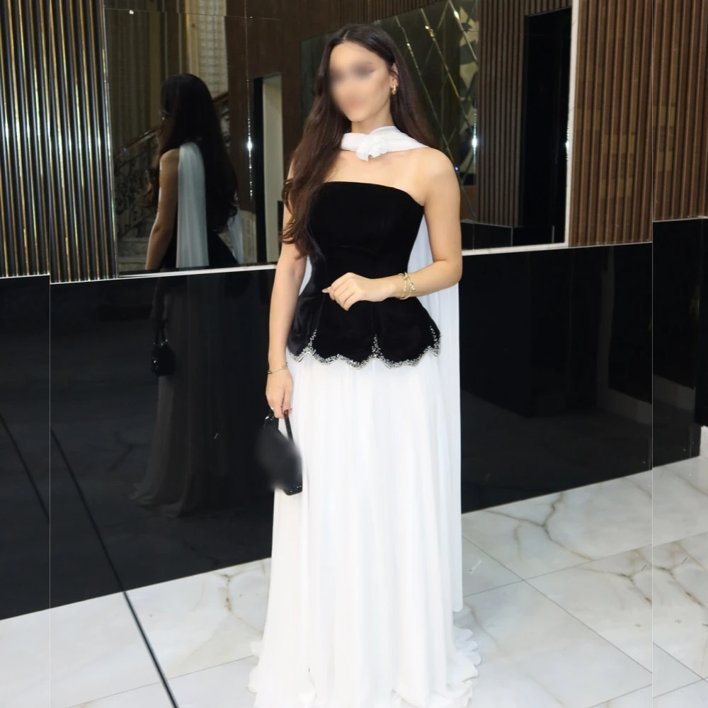 

Customized High Quality Evening Dress Pleat Rhinestone Strapless A-line Long Dresses Bespoke Occasion Elegant Party Wedding