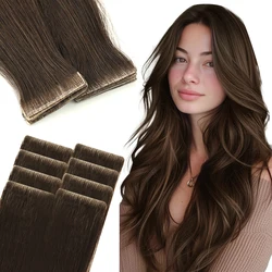 TSITSI Hand Tied Tape In Adhesives Human Hair Extensions PU Skin Weft 100% Real Remy Hair Invisible and Seamless Tape Extensions