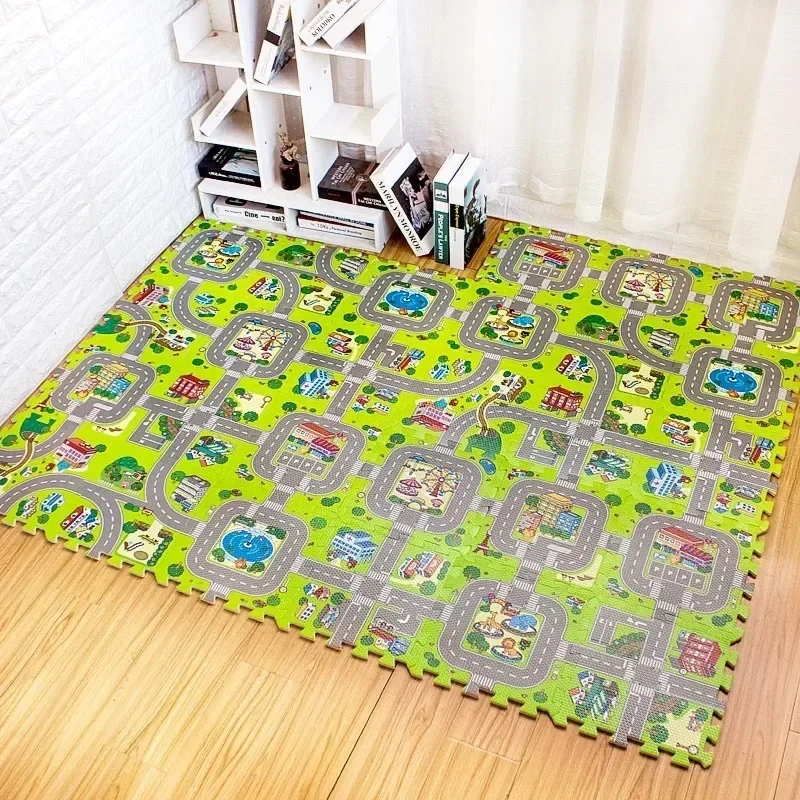 Alfombra de juego para bebés, alfombra para niños, juguetes de suelo suave, suelo suave para tráfico, decoración del hogar, rompecabezas de espuma EVA para niños, alfombra para niños