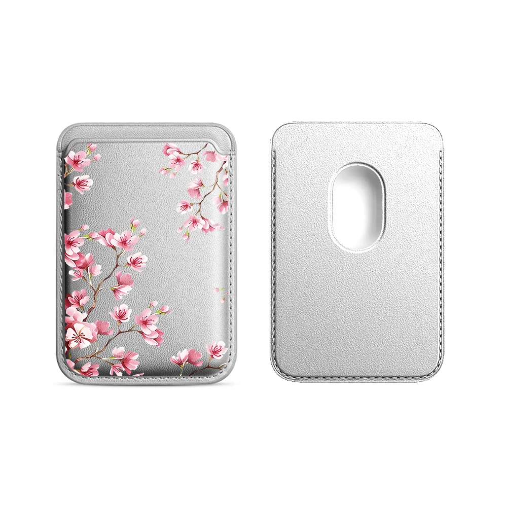 Kirschblüten-Leder-Kartenetui Handy-Kartenhalter Magnetische Hülle Geeignet für alle iPhone Magsafe-Karten-Handy-Rückseiten-Taschen – Detail 18