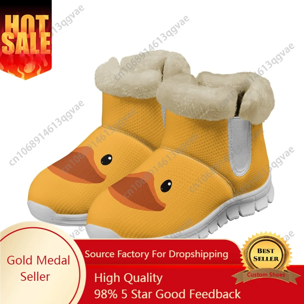 

Cartoon Cute Yellow Duck Pattern Snow Boots Mens Womens Teenager Shoes Keep Warm High Quality Couple Sports Custom Made Sneakers