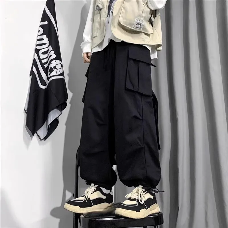 

Мужские утепленные брюки большого размера для осени и зимы, в американском уличном стиле, с манжетами, на шнурке, для работы и повседневной носки