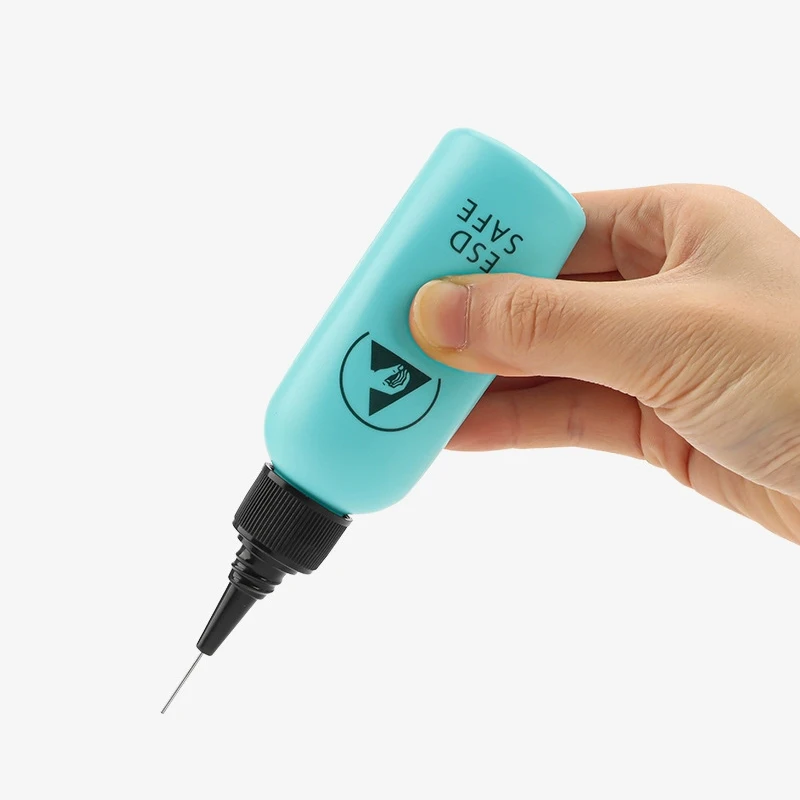 ESD Safe Needle Tip Alcohol Dispenser Bottle, Precision Glue Dispensing Solvent Container for Mobile Phone Repair, PCB Cleaning