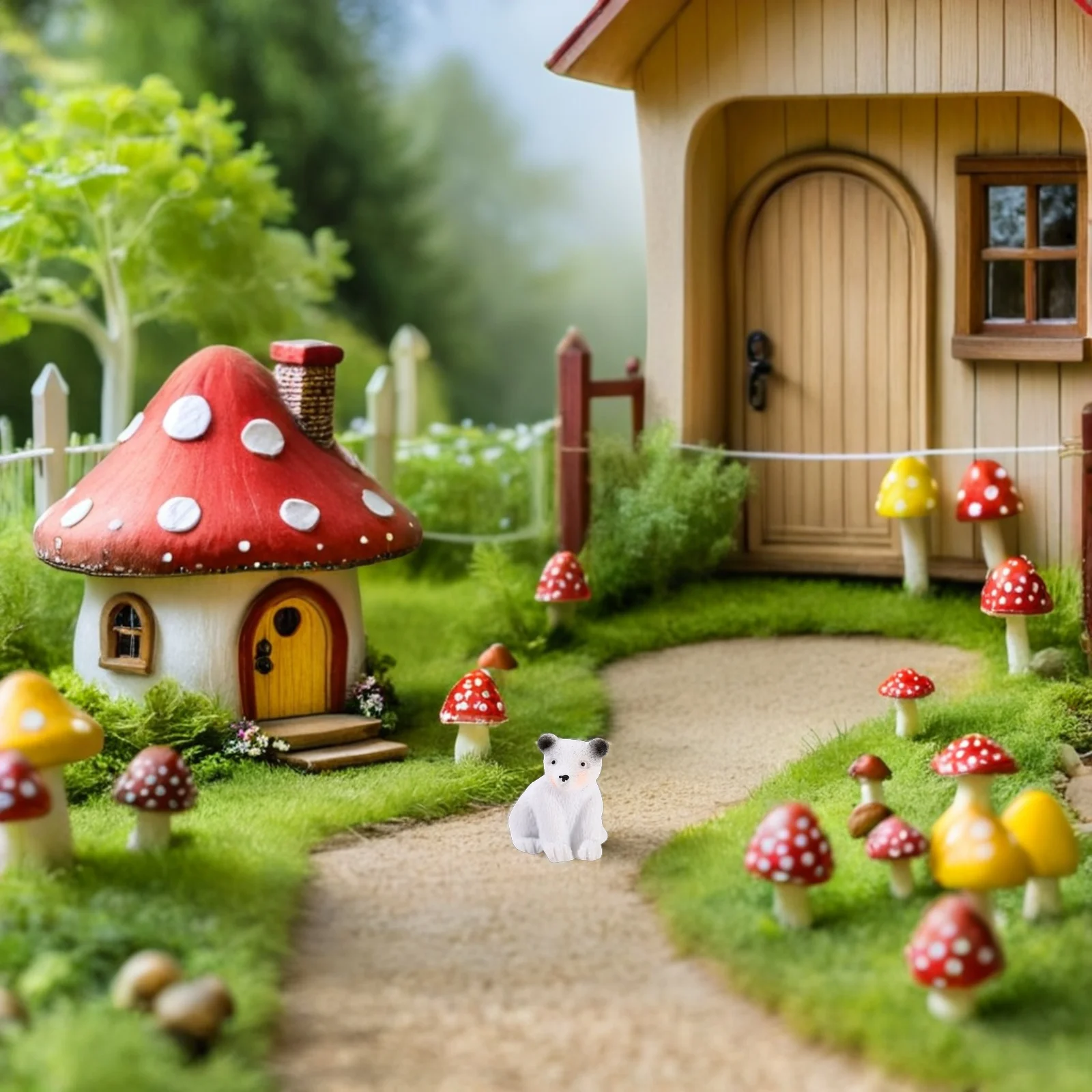 

15pcs Mini White Bear Resin For Garden Yard Landscape Ornament Indoor Home Office Decor Kids Educational Animal