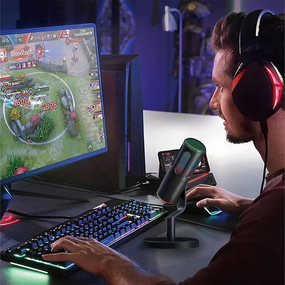 ميكروفون ألعاب USB SU8-B RGB، ميكروفون مكثف مع قاعدة للكمبيوتر الشخصي، PS4/5، بث الكمبيوتر المحمول #4