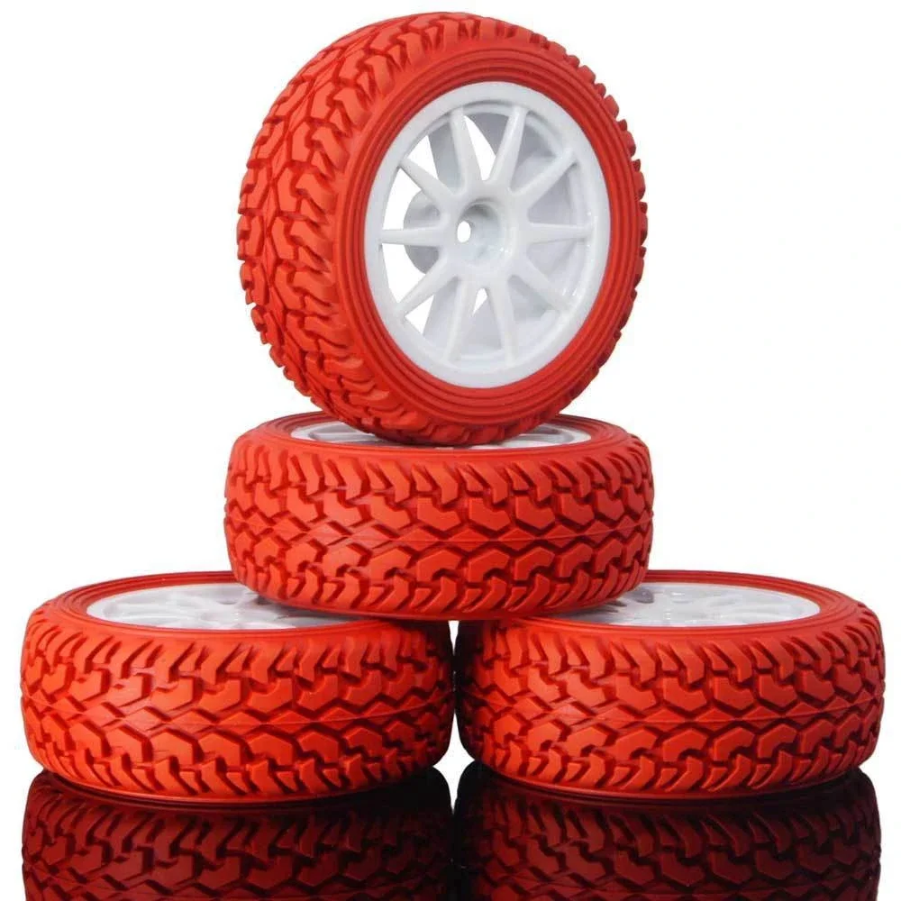 RC 910W-8019 Rally Tires & Wheel Rims 4P For HSP 1:10 On-Road Rally Car