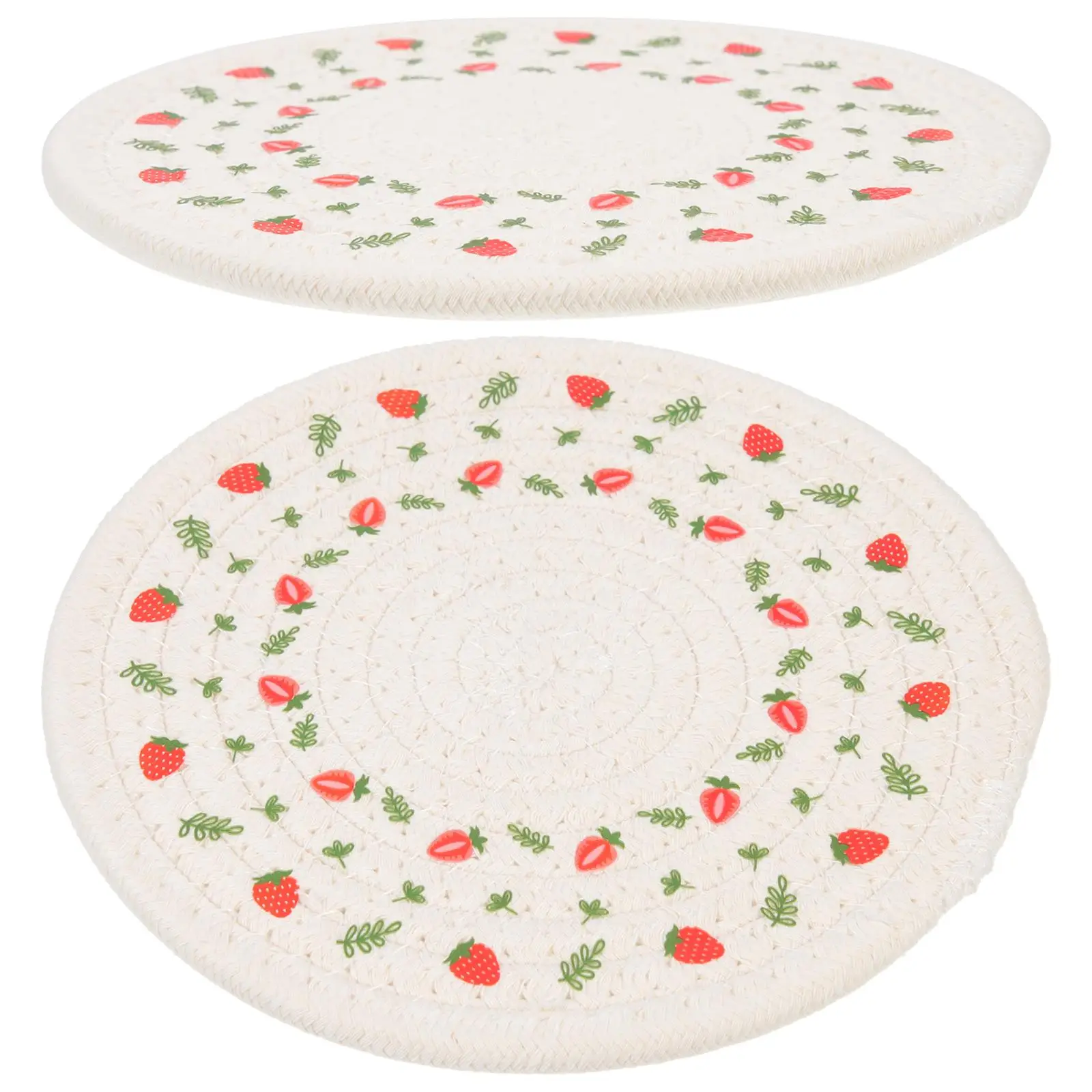 2 pezzi tovaglietta in cotone forma rotonda design intrecciato resistente al calore posate tovaglietta decorativa tovaglietta tavolo da pranzo arredamento articolo per la casa