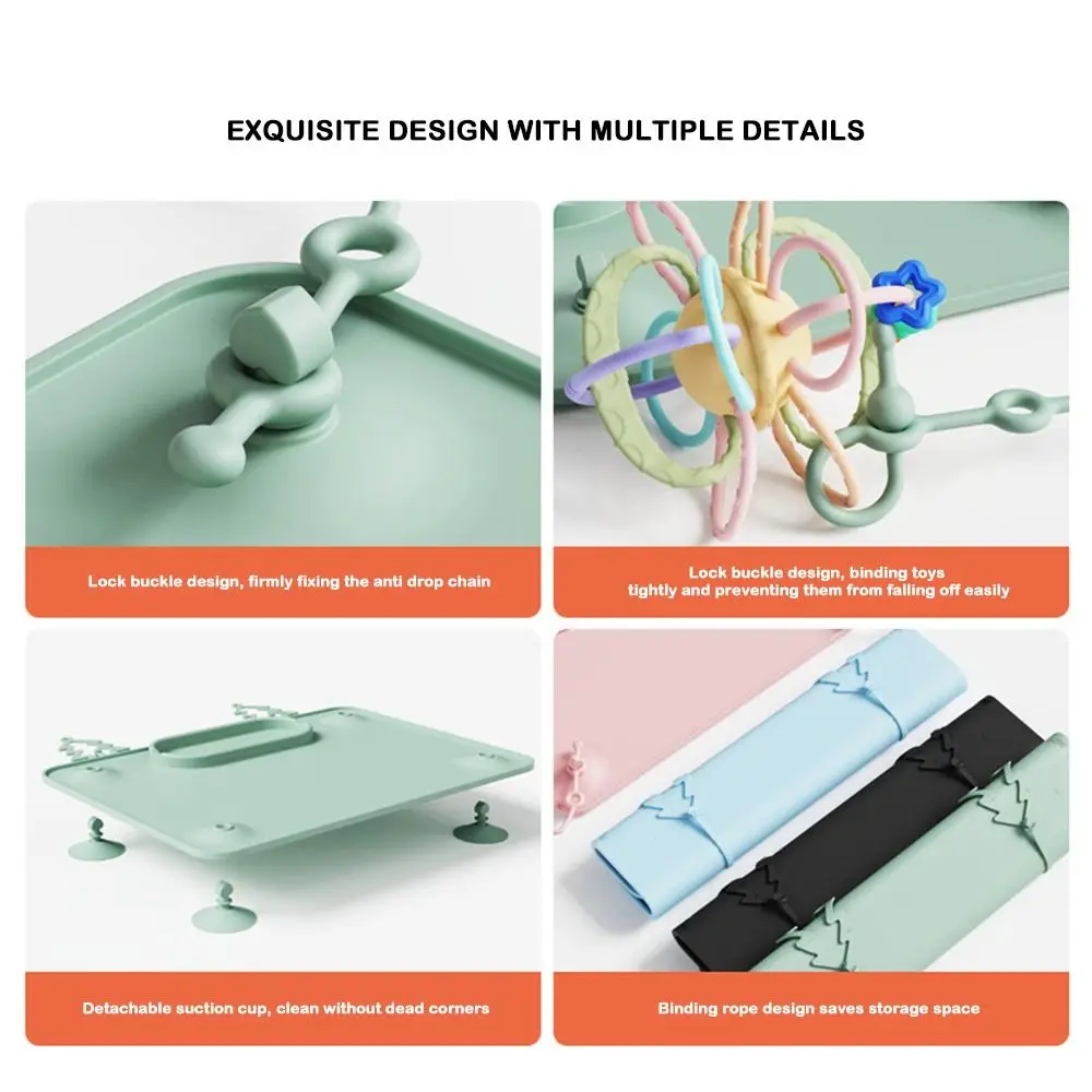 

Multifunctional Strong Suction Placemats with 2 Straps Anti-slip Plates Safe Anti-drop Mat for Infants Toddlers