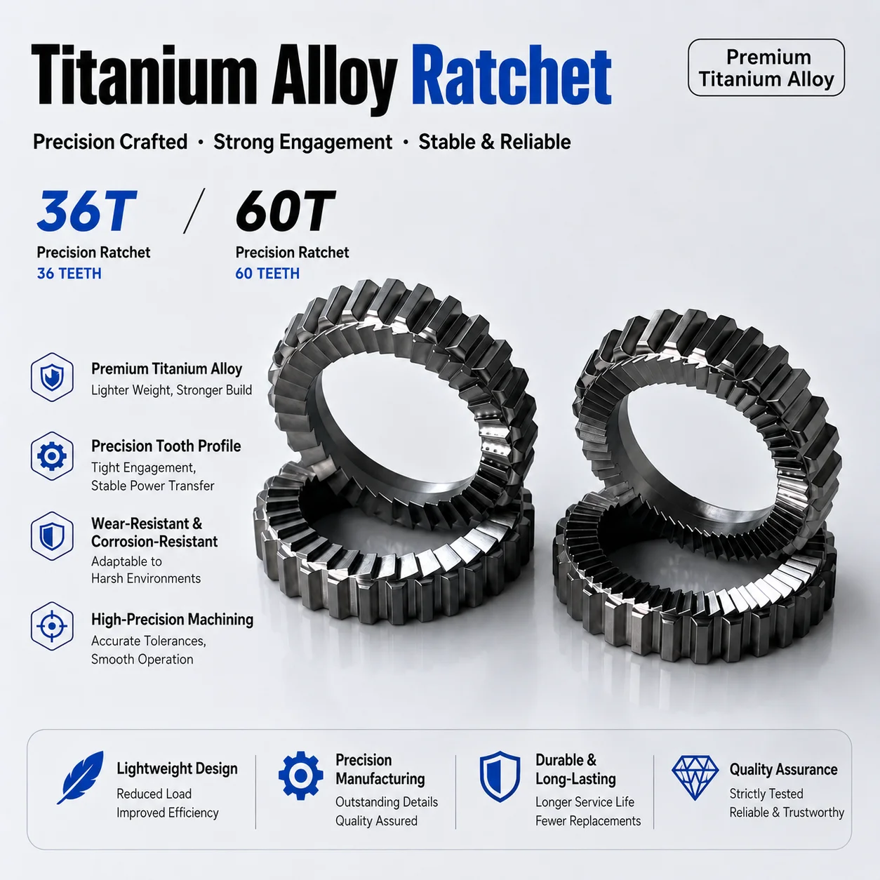 Titanlegierung 36T 60T Ratschenfassung-Upgrade für SWISS (370/350/350sl/240s) Fahrradnabe GOLDIX MTB HUBS BIKE – Detail 1