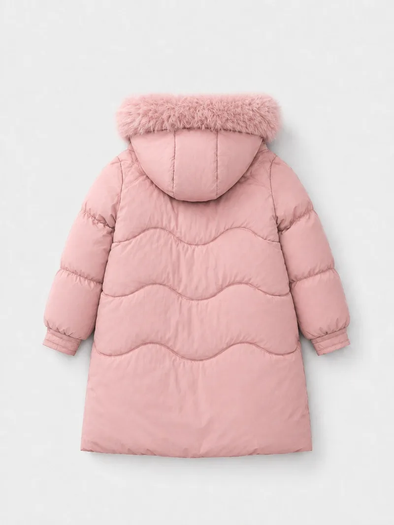 UNITIM Winter Junior Mädchen Praka 5-14 Jahre Teenager Mädchen Kunstpelzkragen Mittellange Jacke Kinder Mädchen Dicke Warme Reißverschluss-Oberbekleidung – Detail 10