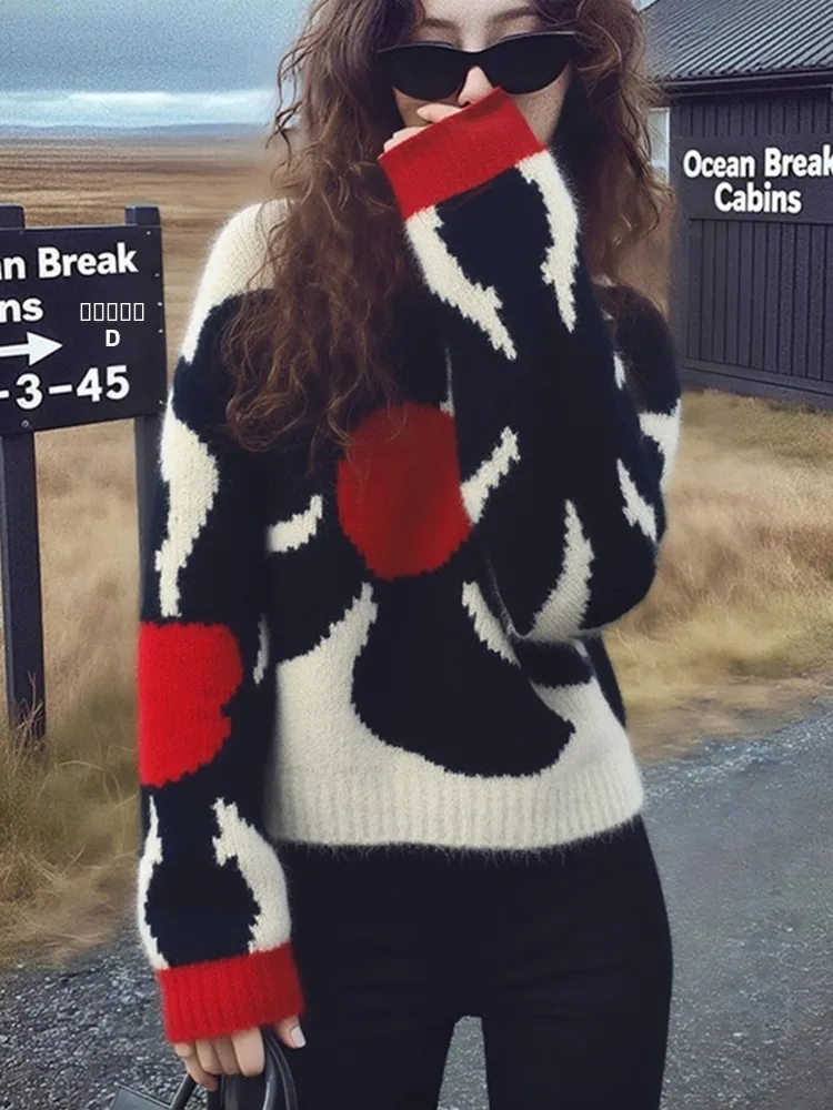 Suéter Floral ueso de Otoño para Mujer, Estilo Único, Moda Casual, Sensación de Alta Gama, Hermoso, Exclusivo en Línea, Est...