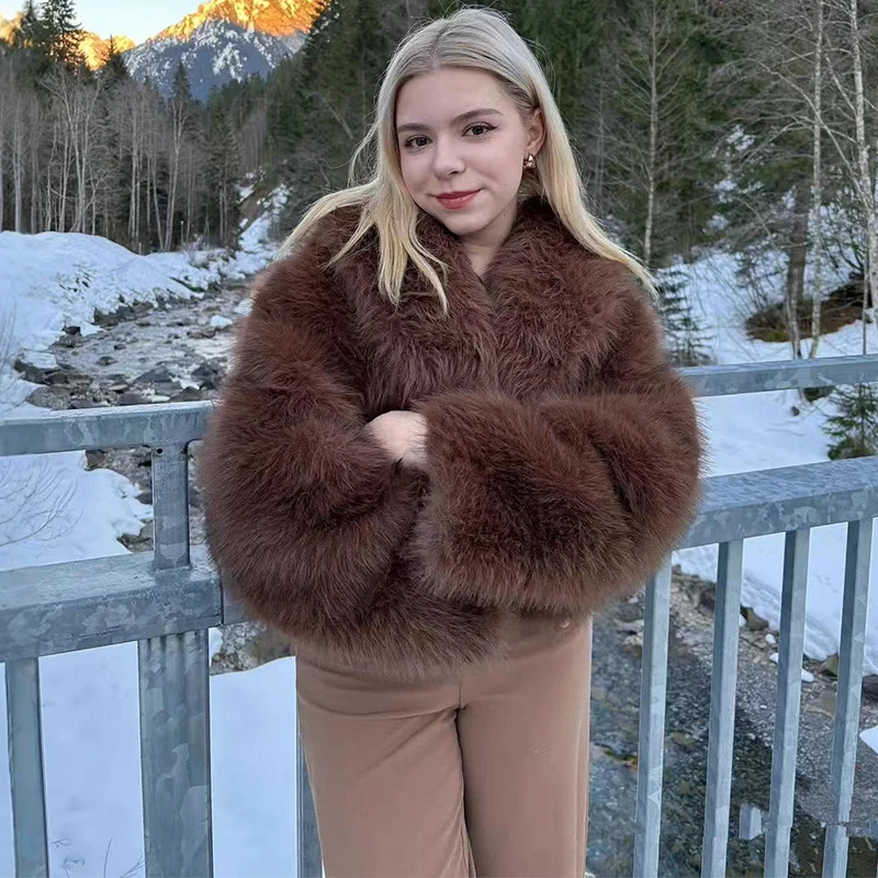 Trendix Giacca corta in pelliccia sintetica di lusso leggera da donna Cappotto invernale caldo oversize a maniche lunghe Capispalla vintage da festa elegante da strada