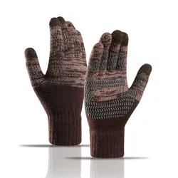 Winter Gloves for Men Knitted Large Size Warm Gloves Cycling Male Office Fleece Non-slip Touch Screen Acrylic Soft Thick Gloves