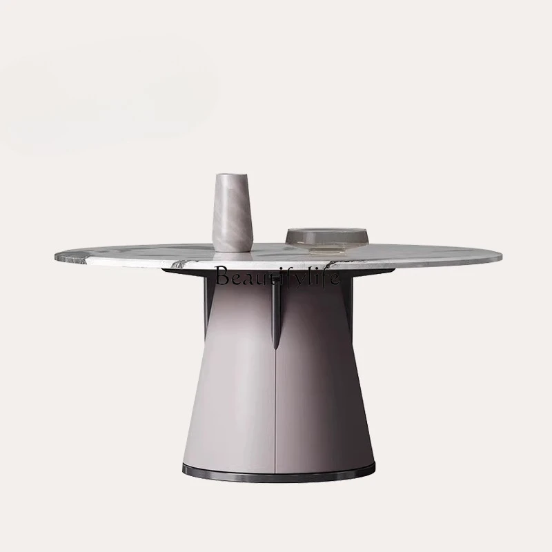 

Light Luxury Italian Style Natural Marble Dining Table Modern Restaurant Furniture High-end Luxury Stone Round Table
